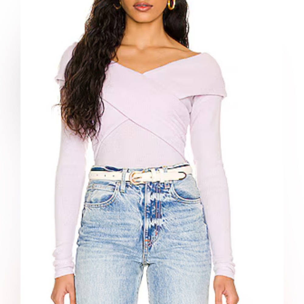 Free People Marley Buffy Rib Top in Frost Lavender